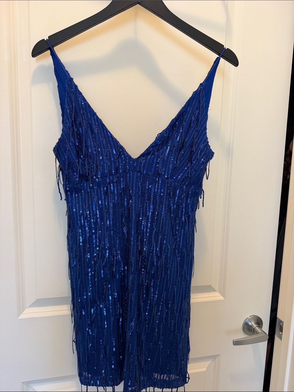 Xtraordinary Royal Blue Sequin Fringe Mini Dress